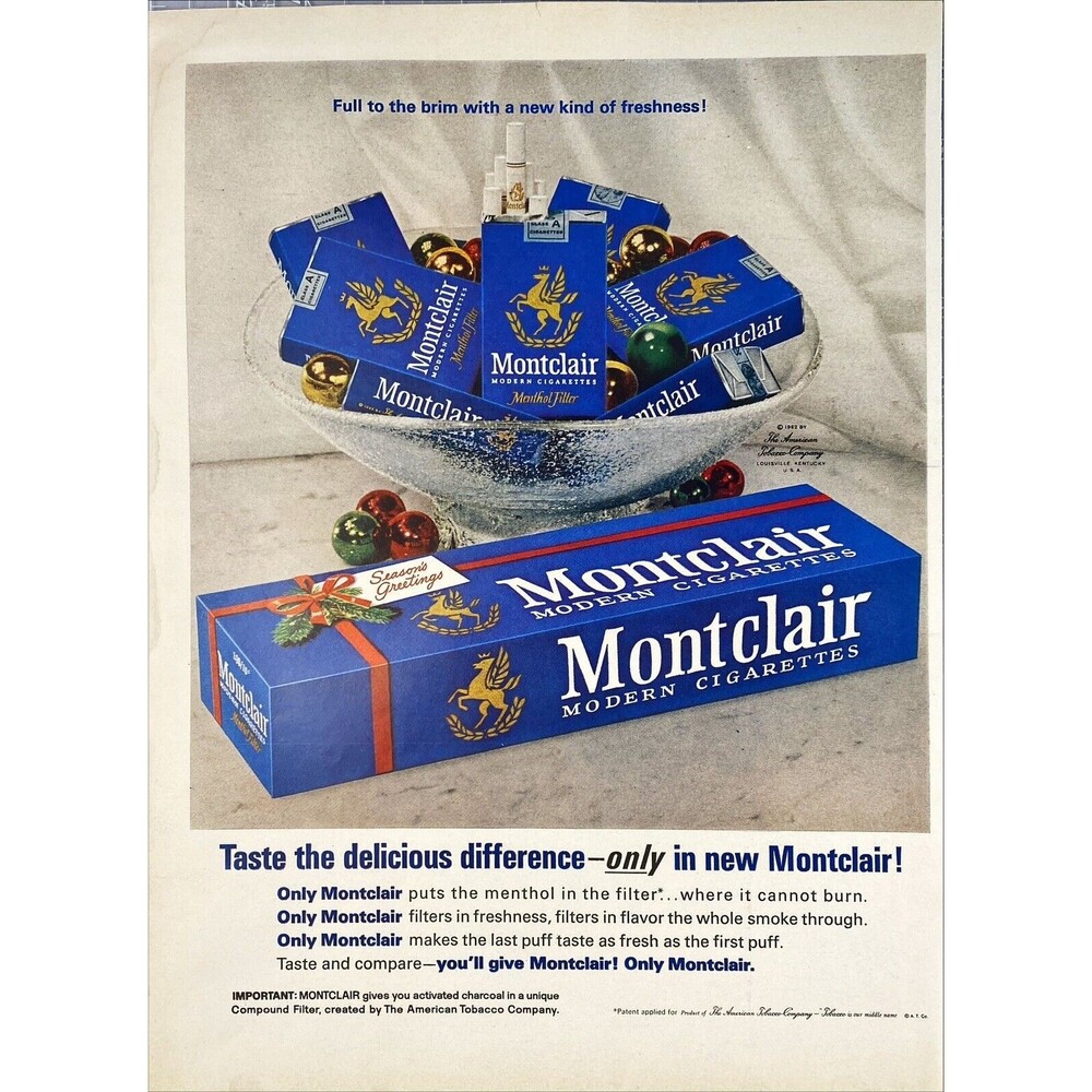Montclair Cigarettes "Taste the difference-only in New Montclair" Print Ad 1963